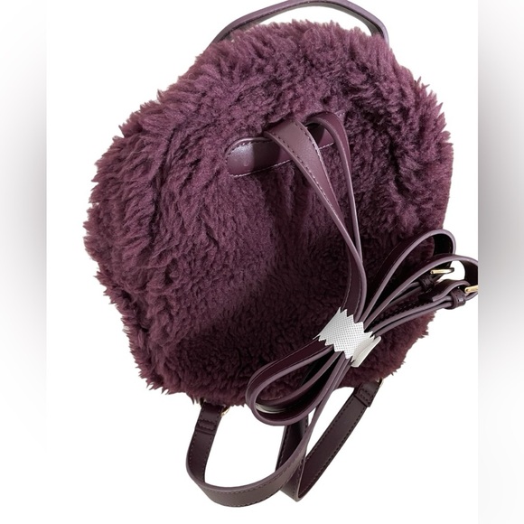 Express Teddy Fabric Plush Zip Up Purple Backpack with Adjustable Straps NWT - Picture 6 of 14